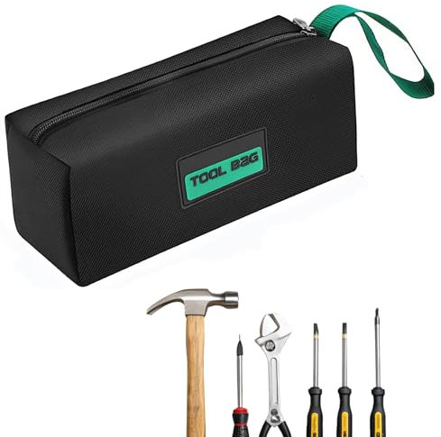 ZWWOGE Borsa Porta Attrezzi,Piccola e Portatile,Borsa Attrezzi Lavoro,Multifunzionale con Cerniera per Giardinaggio, Lavoro Esterno e Riporre Oggetti d'Arte Astuccio Attrezzi(Nero + Verde)