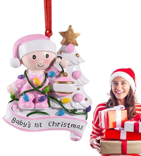 Décorations de Noël pour 1er bébé, décorations d'arbre de Noël en résine | Décoration d'arbre de Noël avec Motif de Noël | Petit Ornement, Souvenir de Noël pour la décoration de la Maison de