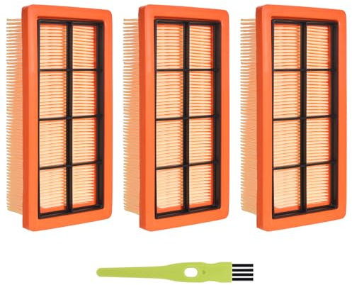 3 Flat Pleated Filters Replaces for Kärcher 6.415-953.0 AD2 Battery AD3 AD4 Premium AD3.000, AD3.200 Ash and Dry Cleaning Vacuum Cleaner