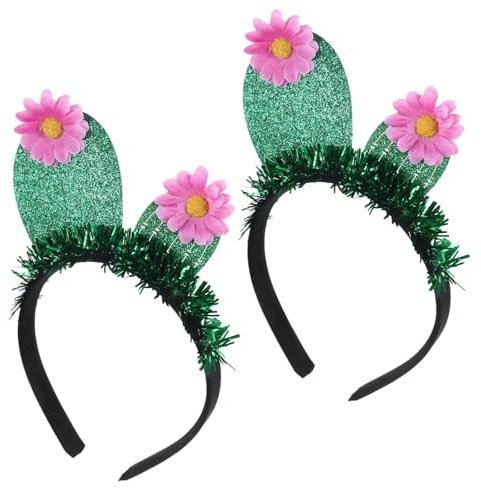 Generisch Kaktus Haarreif, Kaktus Stirnband Mit Glette Quasten, Kaktusblüten-Stirnband, Kaktus Kostüm Damen, Tropische Haarreifen, Pool-Party Haardekorationen (2PCS)