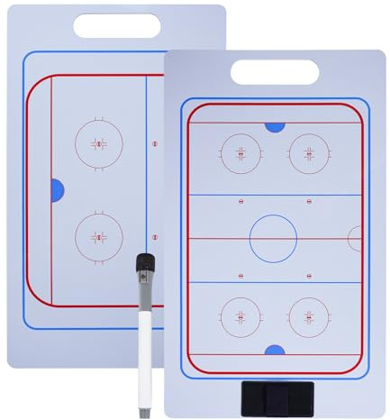 Joyeee Lavagna bianca tattica cancellabile su entrambi i lati con pennarello e clip per penna per allenatori, giocatori, attrezzatura da hockey per allenatori, giocatori e allenatori