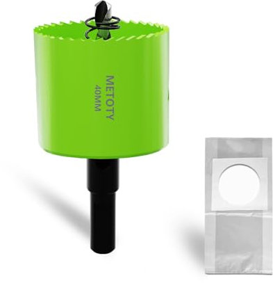 METOTY 40mm Bi-Metall-Lochsäge,Universal HSS M42 Lochsägen,mit Dreiecksschaft Adapter und Zentrierbohrer, Ein kostenloser Staubbeutelfür Aluminium, Metalle, Kunststoffe, Acrylglas, Holz, Gipskarton