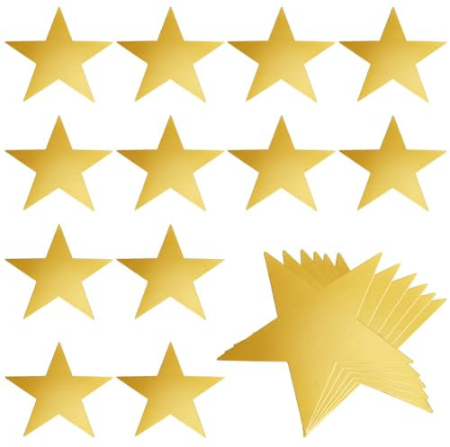 GORGECRAFT 60 Stück Goldene Sternausschnitte 15cm Doppelt Bedrucktes Papier Karton Fünf Sterne Konfetti Dekorationen Glitzerausschnitt Mit Aufkleber Für DIY Bastelarbeiten Pinnwand Klassenzimmerwand