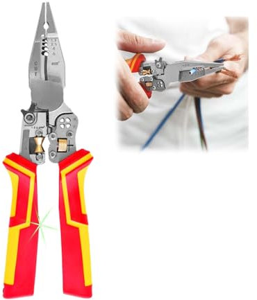 Alicates de electricista 9 en 1, Pelacables con función de medición de corriente, Alicates multifuncionales para electricistas, multifunción, se utiliza para cortar, tirar, pelar, enrollar, dividir