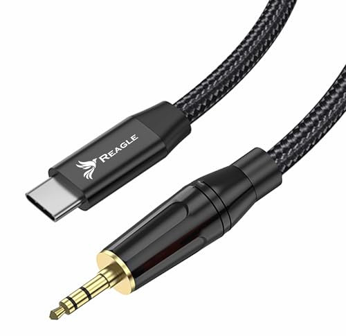 Reagle USB-C auf AUX Kabel, USB Typ C auf 3,5 mm Audio Mini-Klinkenstecker-Kabel für Laptops, Tablets, Smartphones, iPhone, iPad, Lautsprecher, Kopfhörer und Stereoanlagen im Auto (1M)