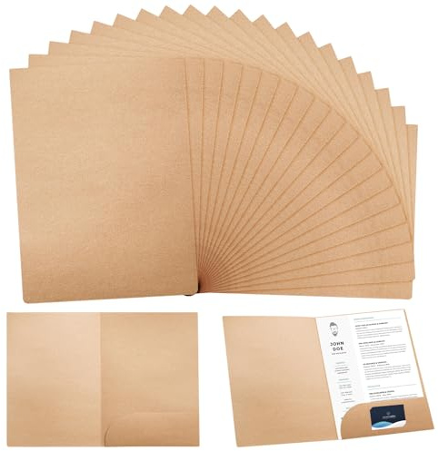 25 Stück Dokumentenmappe A4 Kraftpapier: Präsentationsmappe mit Kartenschlitzen, 310 x 220 mm Ordner projektmappen, Ringordner Papier für Büro, Zuhause, Schule und Business (Braun)