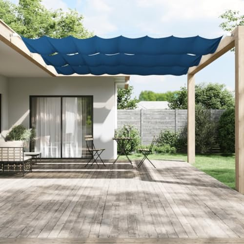 HaoChrymec Senkrechtmarkise Blau aus Oxford-Gewebe, UV-beständig, Wasserfest, Ideal für Balkon und Terrasse, Markise Einziehbar, Klemmmarkise Balkon, 140x600 cm