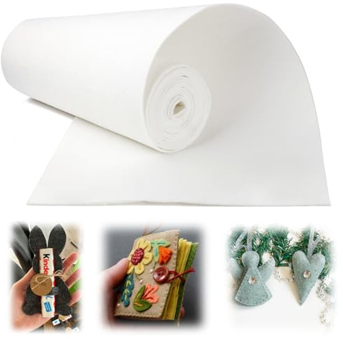 Mbsomnus Rouleau Feutrine 40cmx300cmx3mm Blanc Polyester | Tissu en Feutre, Rouleau de Feutre Epaisse, Loisirs Créatifs, Noel DIY, Protection, Décoration, Patchwork