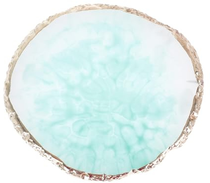 Healvian Manicure Mixing Palette Nail Art Resin Paint Tray Green Crystal Agate round Edge Decorative Plate Salon Beauty Supply for DIY Nail Art and Gel Polish Application