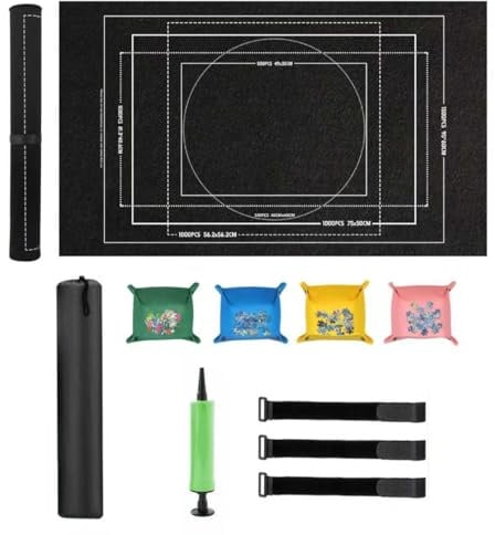 Puzzlematte bis 1500 Teile - Puzzle Rolle Matte mit Aufrollfunktion - rutschfeste Puzzleteppich - Tragbare Puzzleunterlage mit 4 Sortierschalen - Praktisches Puzzle Zubehör für Erwachsene