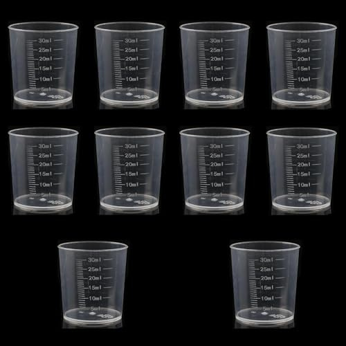 10 PCS Medication Pots, Plastic Liquid Measuring Cup, Graduated Reusable Small Plastic Medicine Cups, Small Measuring Cup, for Kitchen, Cooking, Lab & Medicine(30ml)
