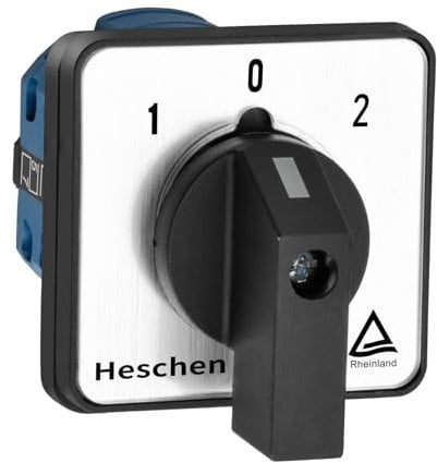 Heschen, Universal-Nockenschalter, Drehschalter, Wechselschalter SZW26-20/D202,2, Ui 660V, Ie 20A, 3 Positionen (An-Aus-An), 2 Phasen, 8 Klemmen, CE