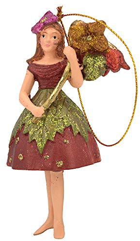 Blumenkind Blumenmädchen Elfe Weihnachten Ostern Baumschmuck Figur Deko Hänger Christbaumschmuck (rot)