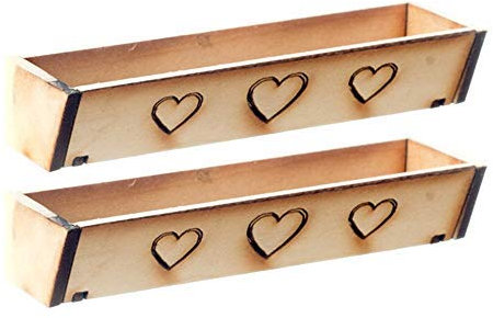 Melody Jane Dolls House 2 Empty Heart Window Boxes Trough Miniature Wooden Garden Accessory