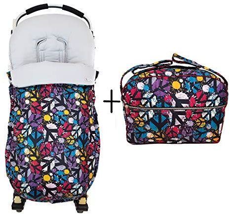 Set Universal Fußsack für Kinderwagen oder Buggy+Universal Kinderwagentaschen. Verfügbar in mehrere Modelle und Farbene. (Revel für die ÜBERGANGSZEIT)