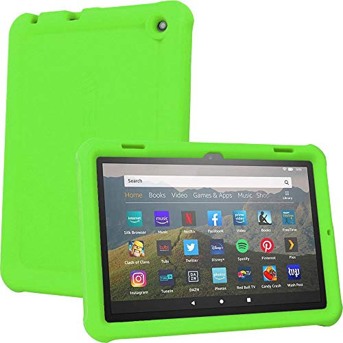 TECHGEAR Schutzhülle für neue Amazon Fire HD 8 / HD 8 Plus (2022, 12. Generation) [Kinderfreundlich] Leichtes Koffer Silikon Soft Shell Anti-Rutsch Stoßfest + Displayschutzfolie -GRÜN