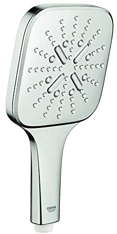 GROHE Rainshower SmartActive 130 Cube - Handbrause (wassersparend, 3 Strahlarten, Antikalk-System), supersteel, 26582DC0