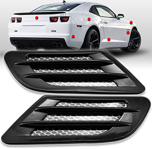 KATUR Universeller Lufteinlass für die Autoseite, Lufteinlass, Kühlergrill, Kanal, Dekoration, ABS-Kunststoff, Aufkleber (schwarz)