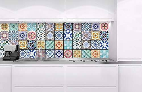 DIMEX Küchenrückwand Verbundplatte AZULEJOS 180 x 60 cm | Spritzschutz Küche für Herd Spüle | Premium Qualität, Acrylglas - Plexiglas, Stärke 5 mm - Made in EU | Inklusive Kleber