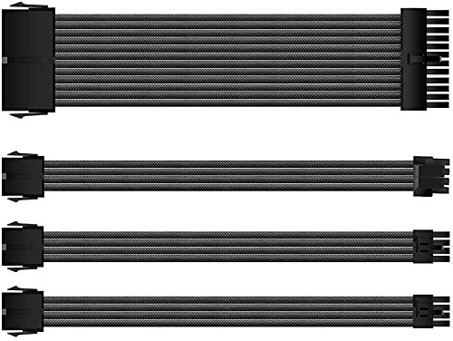 PSU Cable Extension Sleeved Custom Mod GPU PC Power Supply Soft Nylon Braided with Comb Kit 24PIN/8PIN to 6+2Pin/ 8PIN to 4+4PIN-30CM