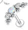 hengkaixuan 16G G23 Titan Labret Ohrstecker Innengewinde Lippenstifte Flat Back Labret Tragus Piercing 10mm Monroe Medusa Lippenpiercing Silber mit weißem Opal CZ Lobe Knorpel Conch Ohrring Schmuck