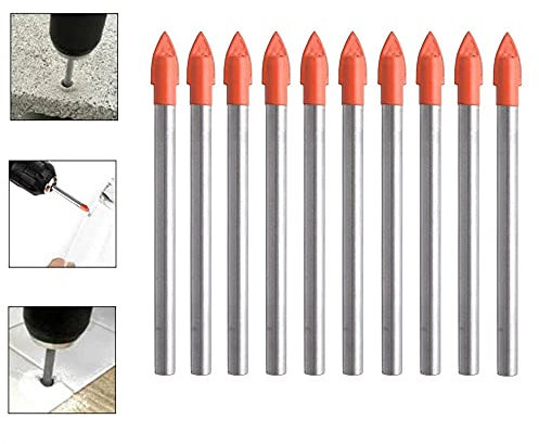 BDHI 10pcs 8mm Glass Drill Bit Spear Drill Bit Set for Glass Tiles Ceramics Mirrors Porcelain and Marble(D04-10)