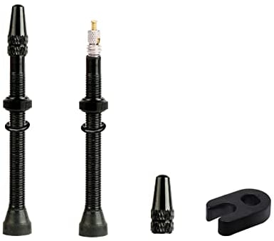 Tubeless Ventil,Schwarz, Schlauchlos, Langlebig, Superleichte Legierung, Presta-Ventilschaft-Set mit Ventilkernentferner und Ventilschaft, für Fahrräder und Rennräder, Fahrradzubehör (60 mm)