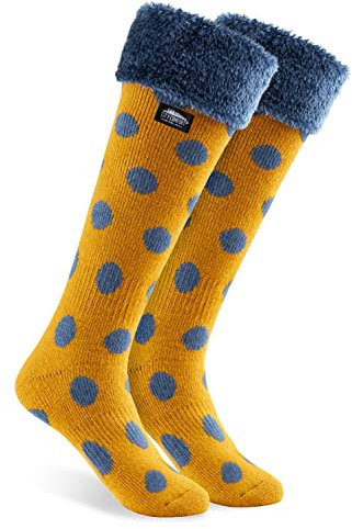 CityComfort Slipper Socks for Women Non Slip Long Fluffy Socks (Yellow Dots)