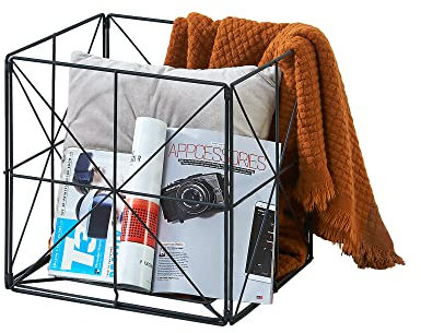 [en.casa] Zeitungskorb Temse Magazinständer Metallkorb 40x40x40cm Aufbewahrungskorb Metall Schwarz