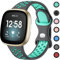 Upeak Sportarmband Kompatibel mit Fitbit Versa 4/Versa 3 Armband/Fitbit Sense 2/Fitbit Sense Armband, Atmungsaktiv Silikon Doppelloch Schnappschnalle Ersatzband, Groß, Grau/Blau Grün
