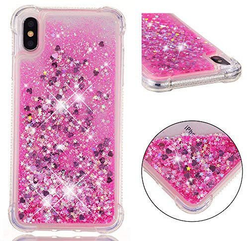 KBIKO-zxl Compatible with iPhone XS Max 6.5 Case, Glitter Sequin Clear Back Cover with Soft TPU Bumper Phone Case Slim Transparent Sequin Back Case for iPhone XS Max 6.5.Pink YBL