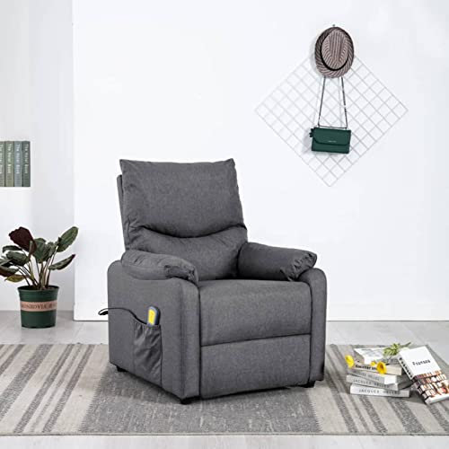 Tidyard Massagesessel mit Wärmefunktion, Massagesessel Elektrisch, Fernsehsessel Relaxsessel Ruhesessel Polstersessel Liegesessel Lounge Stoff Dunkelgrau