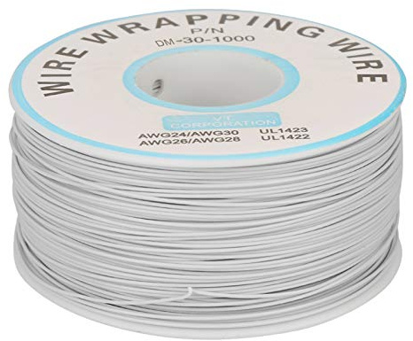 Alambre Trenzado de Cobre, Alambre de Cobre 30AWG Cable 0,25mm Alambre de Cobre Anodizado (Blanco)