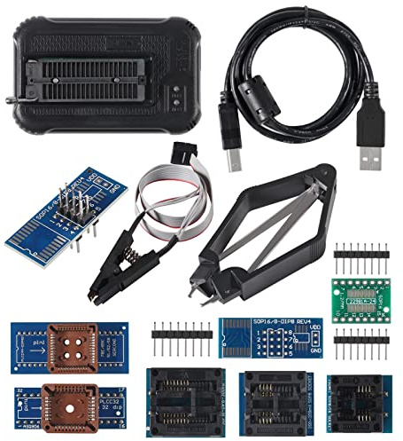 T48 TL866-3G Programmer unterstützt 31000+ ICS für EPROM/MCU/SPI/Nor/NAND Flash/EMMC/IC Tester/TL866CS TL866II Plus Ersatz mit 9 Adaptern (T48 Programmer Host + 9 Adapter)