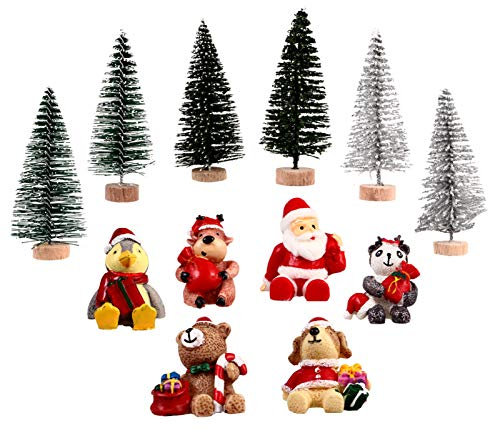 EXCEART 12st Weihnachtsmikrolandschaft Mini-Weihnachts-Miniatur-Ornamente Schneemann-Puppe Miniatur- Weihnachtshandwerksverzierung Urlaub Sisalbaum Schmuckstücke Harz Sukkulenten