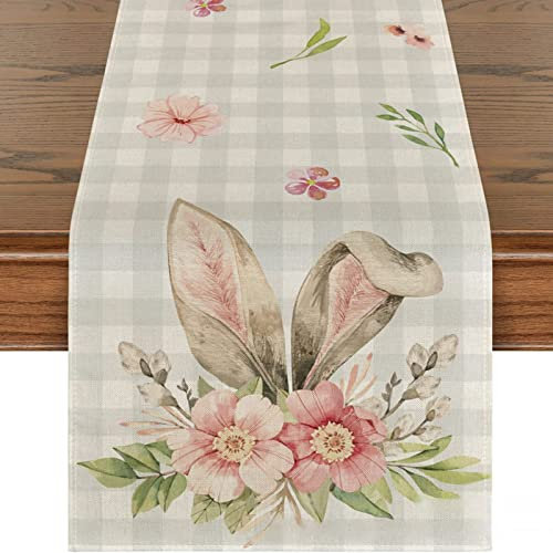 Tischläufer Ostern Frühling Tischläufer Ostertischläufer Ostereier Tischband Osterhase Tischdeko Osterndeko Frühlingdeko Tischdekoration 33x120 cm Ostern Tischdecke für Esszimmer (A, 33 x 120 cm)
