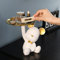 Key Tray for Entryway Table, Bear Statue Candy Dish for Office Desk, Trinket Dish Art Home Decor (White)