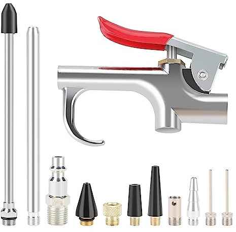 WYNNsky Air blow Gun Kit, 2PCS Air Flow Extensions, 4PCS Nozzle Tip, 13PCS Air Compressor Accessories Kit