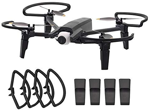 4 STÜCKE Propellerschutz + Verlängerungsfahrwerkbeine für Parrot Anafi Segelflieger Modell (black, One Size)