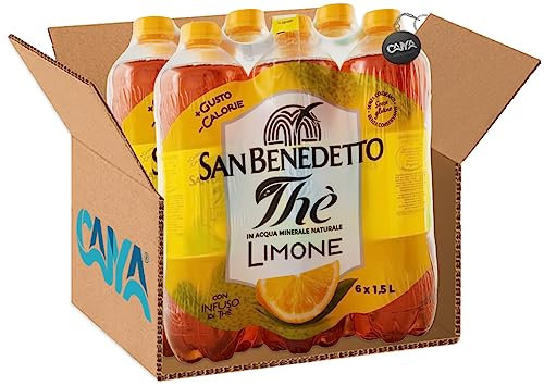 6X San Benedetto The al gusto di Limone con Infuso di Thè 1,5L [CAIYA® BOX da 6 Bottiglie] - Drink Summer 2023