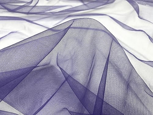 Tüll Stoff Meterware - 160 cm Breite - quer-elastischer, weicher Tüllstoff - Uni Deko Stoff (Lila)