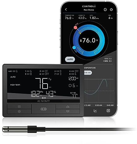 AC Infinity CONTROLLER 69 PRO+, Smart Environmental Controller 8-Port with Temp, Humidity, VPD, Timer, Cycle, Schedule Controls, for Grow Tent Cooling Ventilation Lighting (Bluetooth + WiFi, 8-Port)