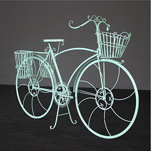 PRUJOY Bicycle Plant Stand Metal Standing Planter,gardening Bicycle Flower Stand,Home Garden Patio Decor 39inch High (Green)