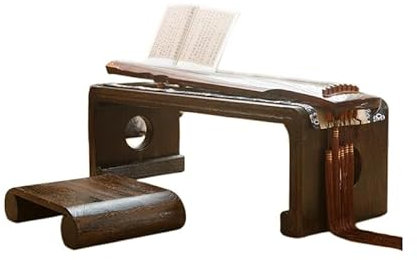 HEXEH Table d'appoint Table Console Guqin Piano Bois Meubles Anciens Quatre Longs espaces Table d'hôtes Plancher Bas Table à thé Orientale Table Basse (Size : Table and Stool)
