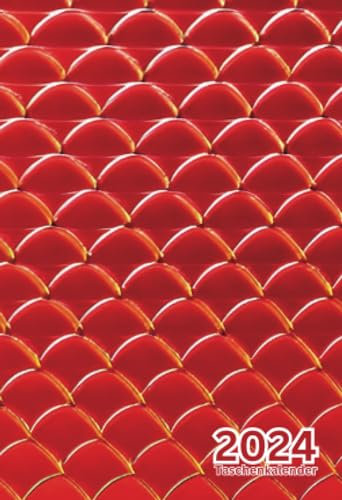 Taschenkalender 2024: rot; A6 Format, 1 Woche auf 2 Seiten, Klein und Übersichtlich, Vertikaler Wochenplaner für 12 Monate, 2 Seiten für eine Woche, ... Geschenkideen für Frauen, Männer und Kinder