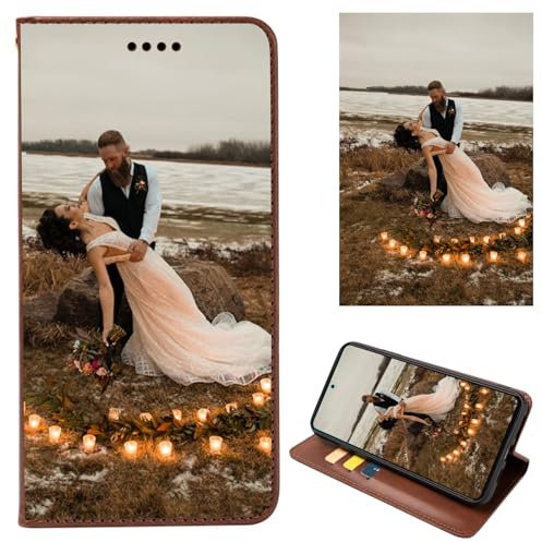 ZYLLER Personalisierte Hülle für Samsung Galaxy S22 Ultra,Flip Leder Hülle Kartenfach Standfunktion Case,mit Eigenem Foto Bild Text Personalisiert Case,für Galaxy S22 Ultra Handyhülle