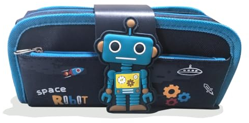 MEZHEN Federmäppchen Roboter Große Kapazität Mäppchen mit Reißverschluss Federtasche Pencil Case Roboter Schulmäppchen für Kinder Junge Schule Bürobedarf