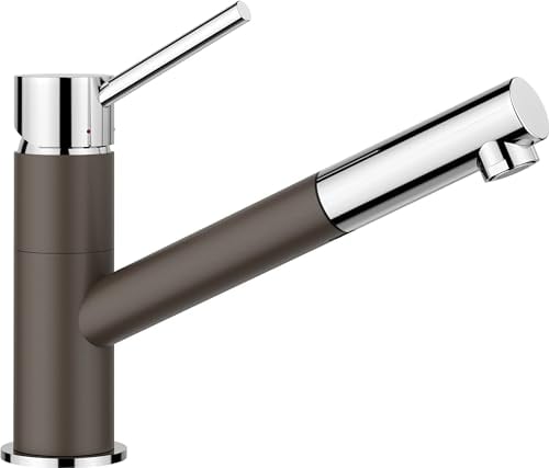 BLANCO KANO-S | Küchenarmatur in cafe/chrom | Niederdruck | Mit herausziehbarem Schlauch | Rückflussverhinderer | Keramik Kartusche | Gesicherte Wasserqualität & wassersparend