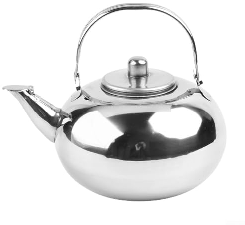 Zoegneer Silberne Teekanne aus Edelstahl mit Sieb, exquisite Blumen-Teekanne aus dickem Edelstahl für Kaffee, Tee (1,5 l)