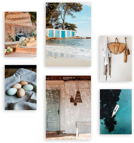 Nacnic 6er-Set Ibiza Spanien 1 Poster. In Fotografie. Ästhetische Deko-Drucke für Ihr Wohnzimmer, Schlafzimmer, Zuhause Größen A4 und A3